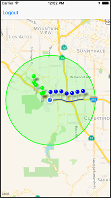 Screen shot of the Location Tracker demo app.